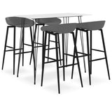 5 Piece Bar Set White and Grey