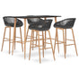 5 Piece Bar Set Black and Grey
