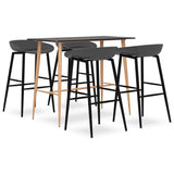 5 Piece Bar Set Black and Grey