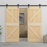 Sliding Door with Hardware Set 100x210 cm Solid Pine Wood - Extra Image