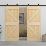 Sliding Door with Hardware Set 100x210 cm Solid Pine Wood - Extra Image