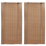 Bamboo Roller Blinds 2 pcs Brown 120 x 220 cm