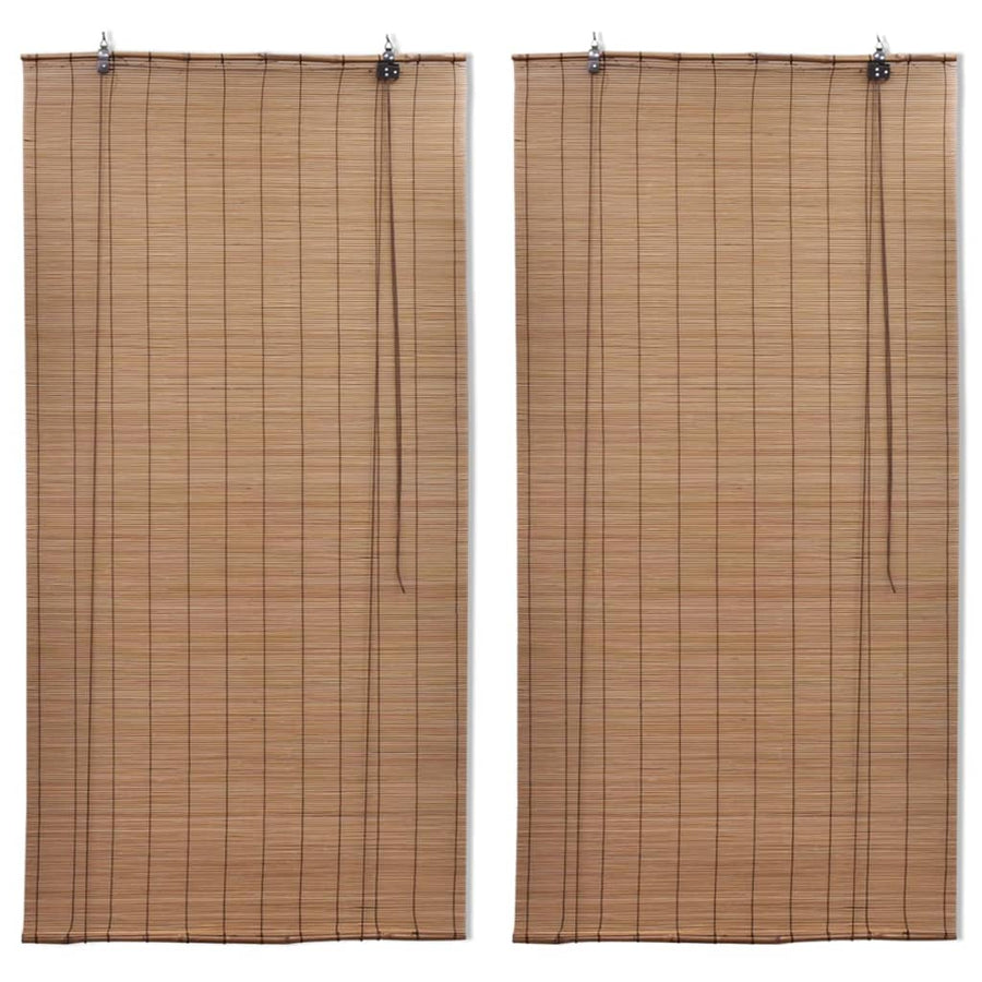 Bamboo Roller Blinds 2 pcs 150 x 220 cm Brown