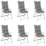 Garden Highback Chair Cushions 6 pcs Grey 120x50x7 cm Fabric - Top-Down View