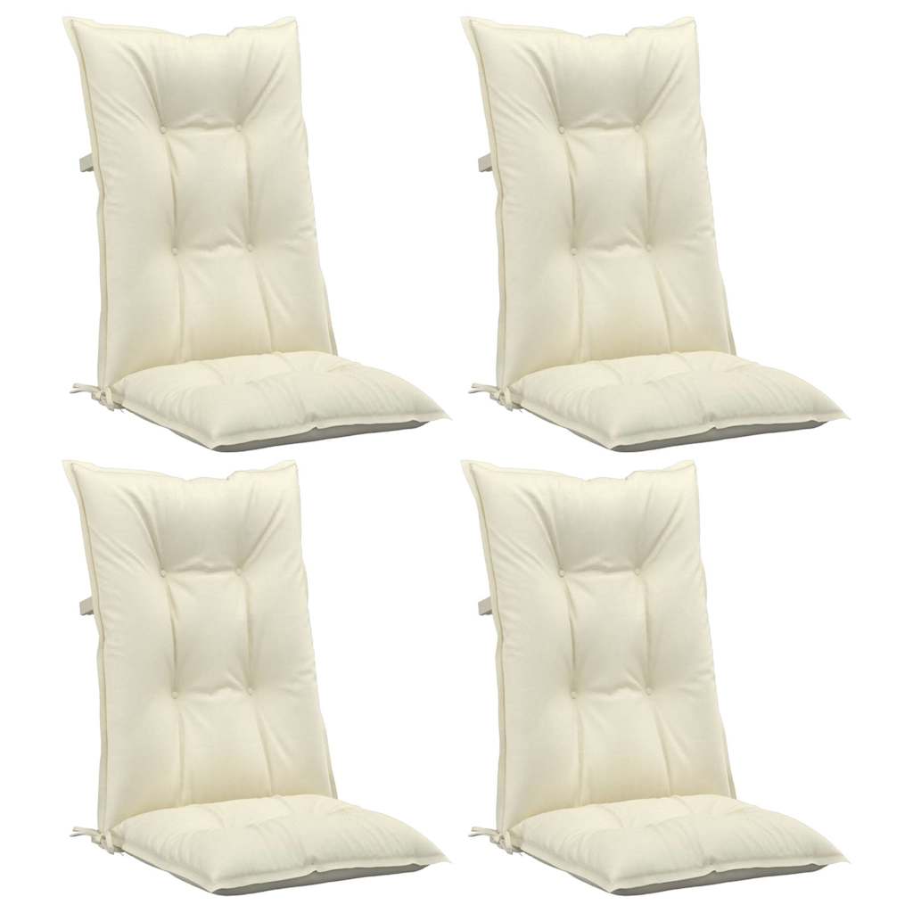 Garden Highback Chair Cushions 4 pcs Cream 120x50x7 cm Fabric