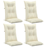 Garden Highback Chair Cushions 4 pcs Cream 120x50x7 cm Fabric - Side View