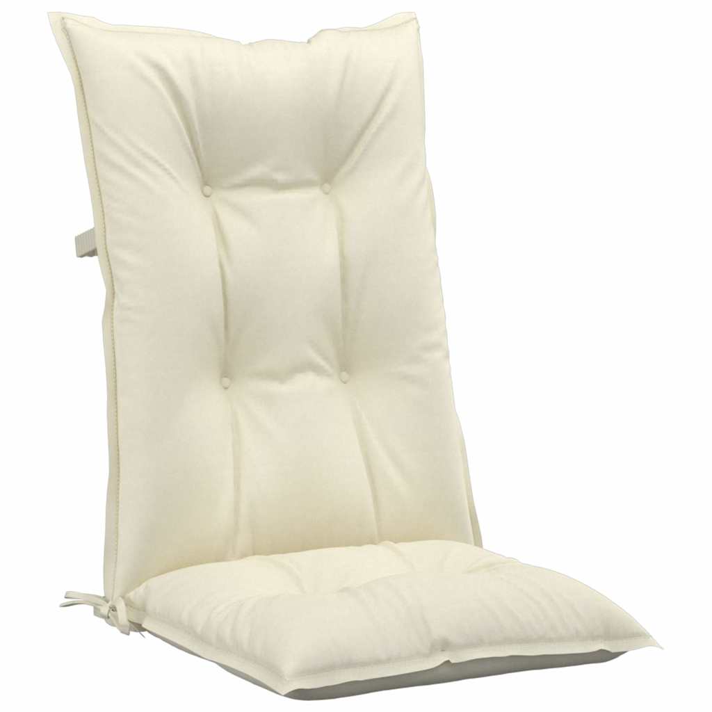 Garden Highback Chair Cushions 4 pcs Cream 120x50x7 cm Fabric