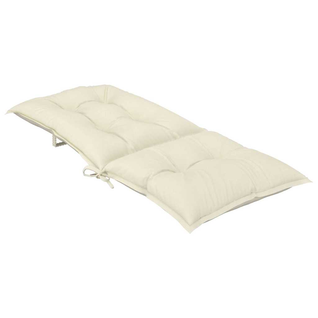 Garden Highback Chair Cushions 4 pcs Cream 120x50x7 cm Fabric