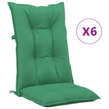 Garden Highback Chair Cushions 6 pcs Green 120x50x7 cm Fabric - Front View