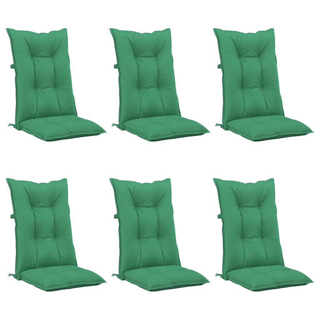 Garden Highback Chair Cushions 6 pcs Green 120x50x7 cm Fabric