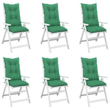 Garden Highback Chair Cushions 6 pcs Green 120x50x7 cm Fabric - Top-Down View