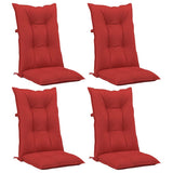 Garden Highback Chair Cushions 4 pcs Red 120x50x7 cm Fabric