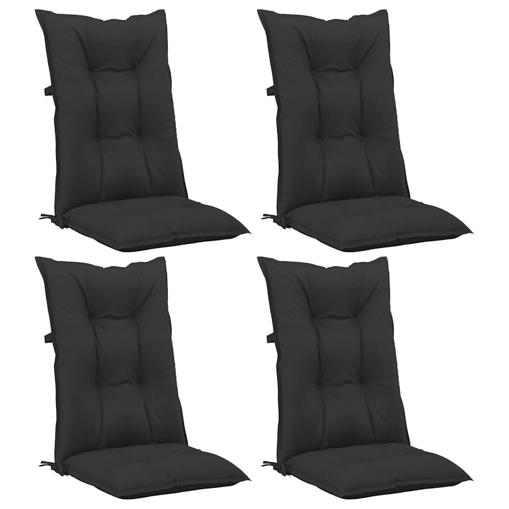 Garden Highback Chair Cushions 4 pcs Black 120x50x7 cm Fabric