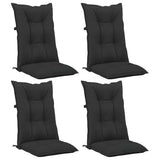 Garden Highback Chair Cushions 4 pcs Black 120x50x7 cm Fabric - Side View