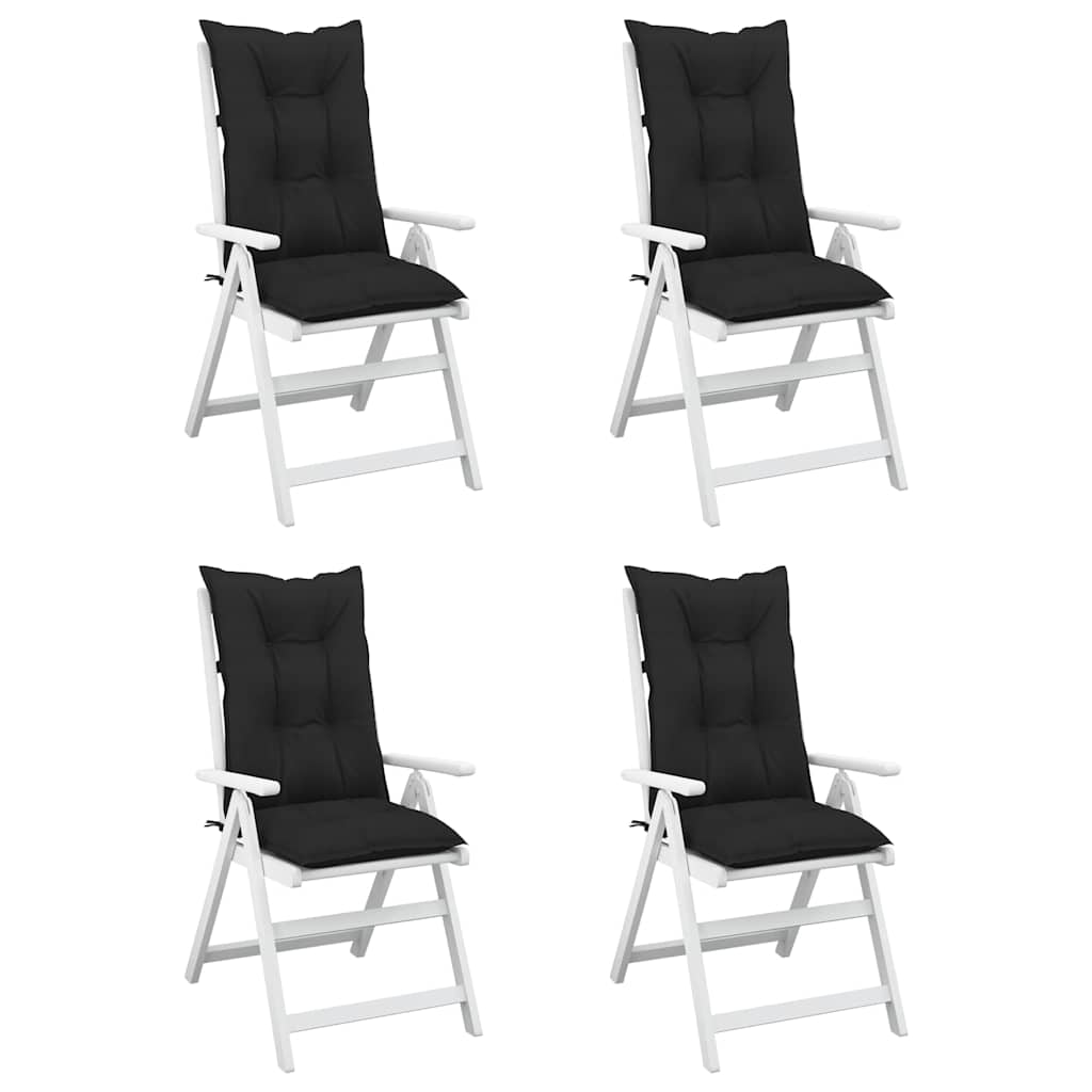 Garden Highback Chair Cushions 4 pcs Black 120x50x7 cm Fabric