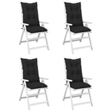 Garden Highback Chair Cushions 4 pcs Black 120x50x7 cm Fabric