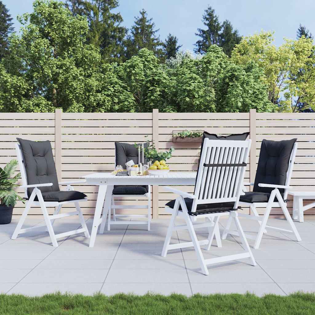 Garden Highback Chair Cushions 4 pcs Black 120x50x7 cm Fabric