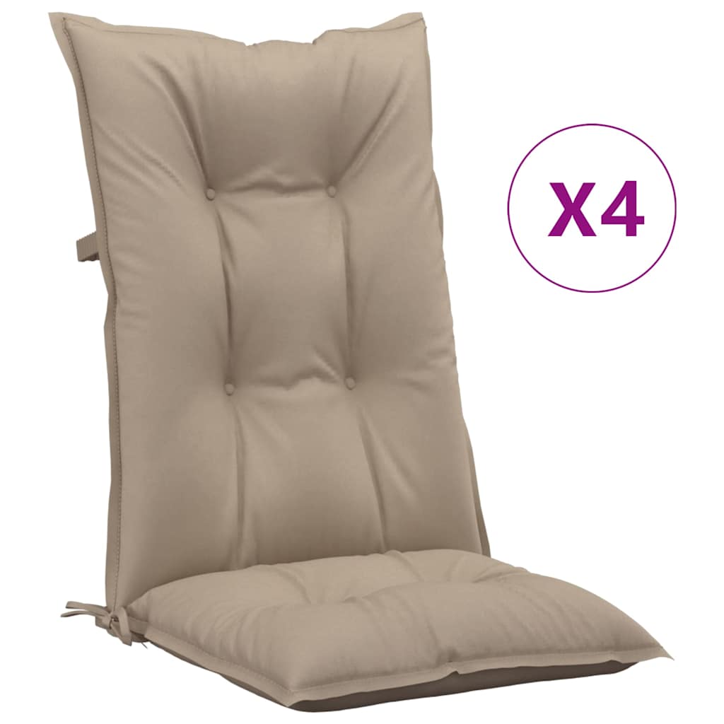 Garden Highback Chair Cushions 4 pcs Taupe 120x50x7 cm Fabric