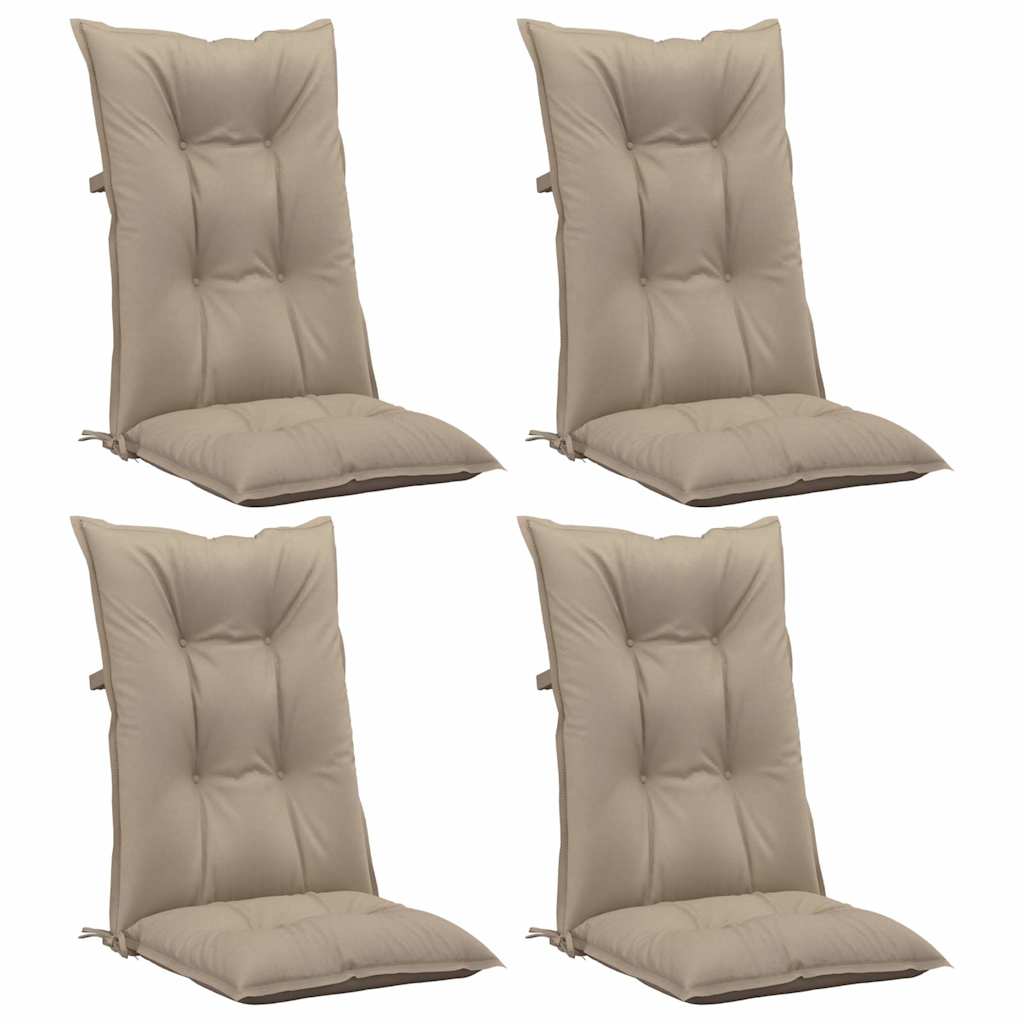 Garden Highback Chair Cushions 4 pcs Taupe 120x50x7 cm Fabric