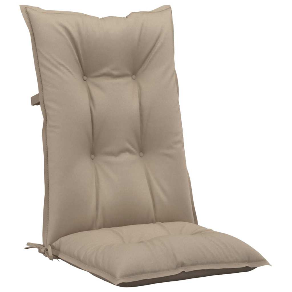 Garden Highback Chair Cushions 4 pcs Taupe 120x50x7 cm Fabric