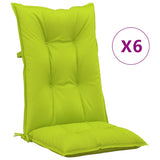 Garden Highback Chair Cushions 6 pcs Bright Green 120x50x7 cm Fabric