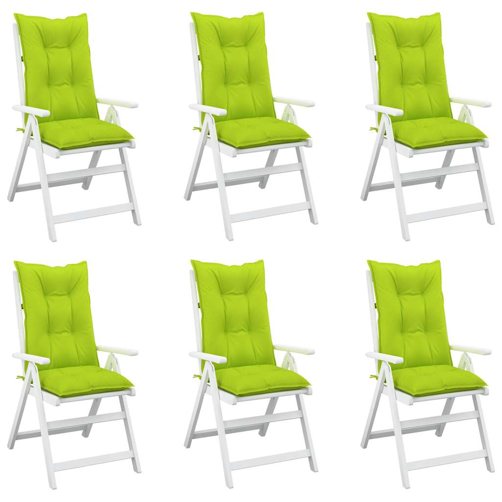 Garden Highback Chair Cushions 6 pcs Bright Green 120x50x7 cm Fabric