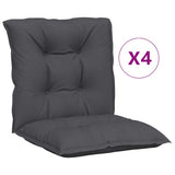Garden Lowback Chair Cushions 4 pcs Anthracite 100x50x7 cm Fabric - Front View
