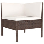 6 Piece Garden Lounge Set with Cushions Poly Rattan Brown