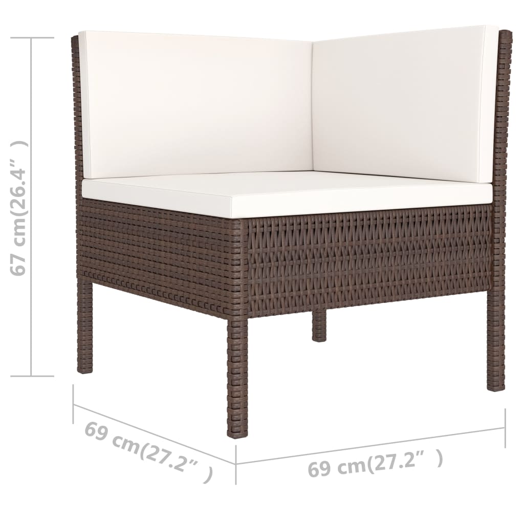 6 Piece Garden Lounge Set with Cushions Poly Rattan Brown