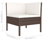 6 Piece Garden Lounge Set with Cushions Poly Rattan Brown