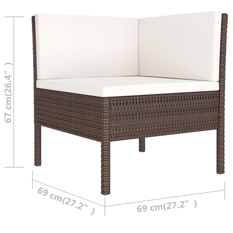 6 Piece Garden Lounge Set with Cushions Poly Rattan Brown