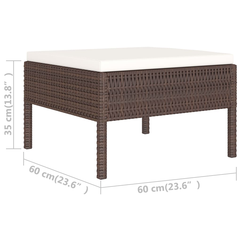 6 Piece Garden Lounge Set with Cushions Poly Rattan Brown