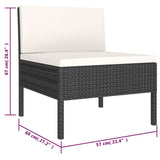 6 Piece Garden Lounge Set with Cushions Poly Rattan Black - Close-Up Angle