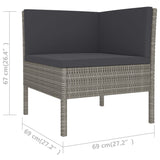 6 Piece Garden Lounge Set with Cushions Poly Rattan Grey - Rear View