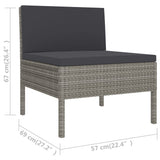 6 Piece Garden Lounge Set with Cushions Poly Rattan Grey - Close-Up Angle
