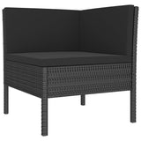 4 Piece Garden Lounge Set with Cushions Poly Rattan Black - Side View