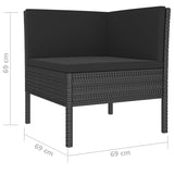 4 Piece Garden Lounge Set with Cushions Poly Rattan Black - 45-Degree Angle