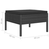 4 Piece Garden Lounge Set with Cushions Poly Rattan Black - Rear View