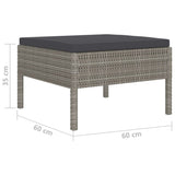 4 Piece Garden Lounge Set with Cushions Poly Rattan Grey - Rear View