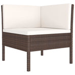6 Piece Garden Lounge Set with Cushions Poly Rattan Brown