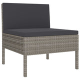 6 Piece Garden Lounge Set with Cushions Poly Rattan Grey - Top-Down View