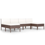 6 Piece Garden Lounge Set with Cushions Poly Rattan Brown