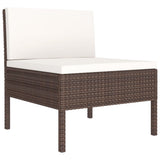 6 Piece Garden Lounge Set with Cushions Poly Rattan Brown - Side View