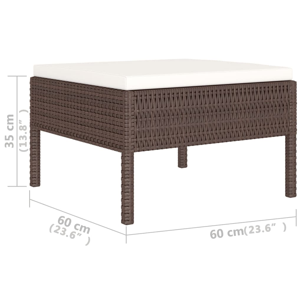 6 Piece Garden Lounge Set with Cushions Poly Rattan Brown