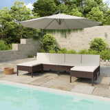 6 Piece Garden Lounge Set with Cushions Poly Rattan Brown