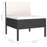 6 Piece Garden Lounge Set with Cushions Poly Rattan Black