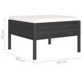 6 Piece Garden Lounge Set with Cushions Poly Rattan Black