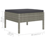 6 Piece Garden Lounge Set with Cushions Poly Rattan Grey - Rear View