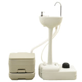 Portable Camping Toilet 10+10L and Handwash Stand 20L Set Grey - Side View