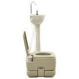 Portable Camping Toilet 10+10L and Handwash Stand 20L Set Grey - 45-Degree Angle